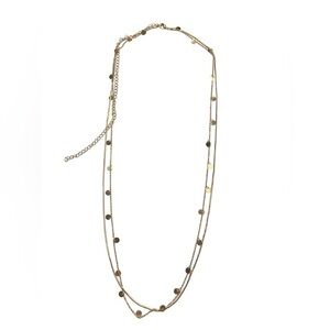 Long layered gold necklace